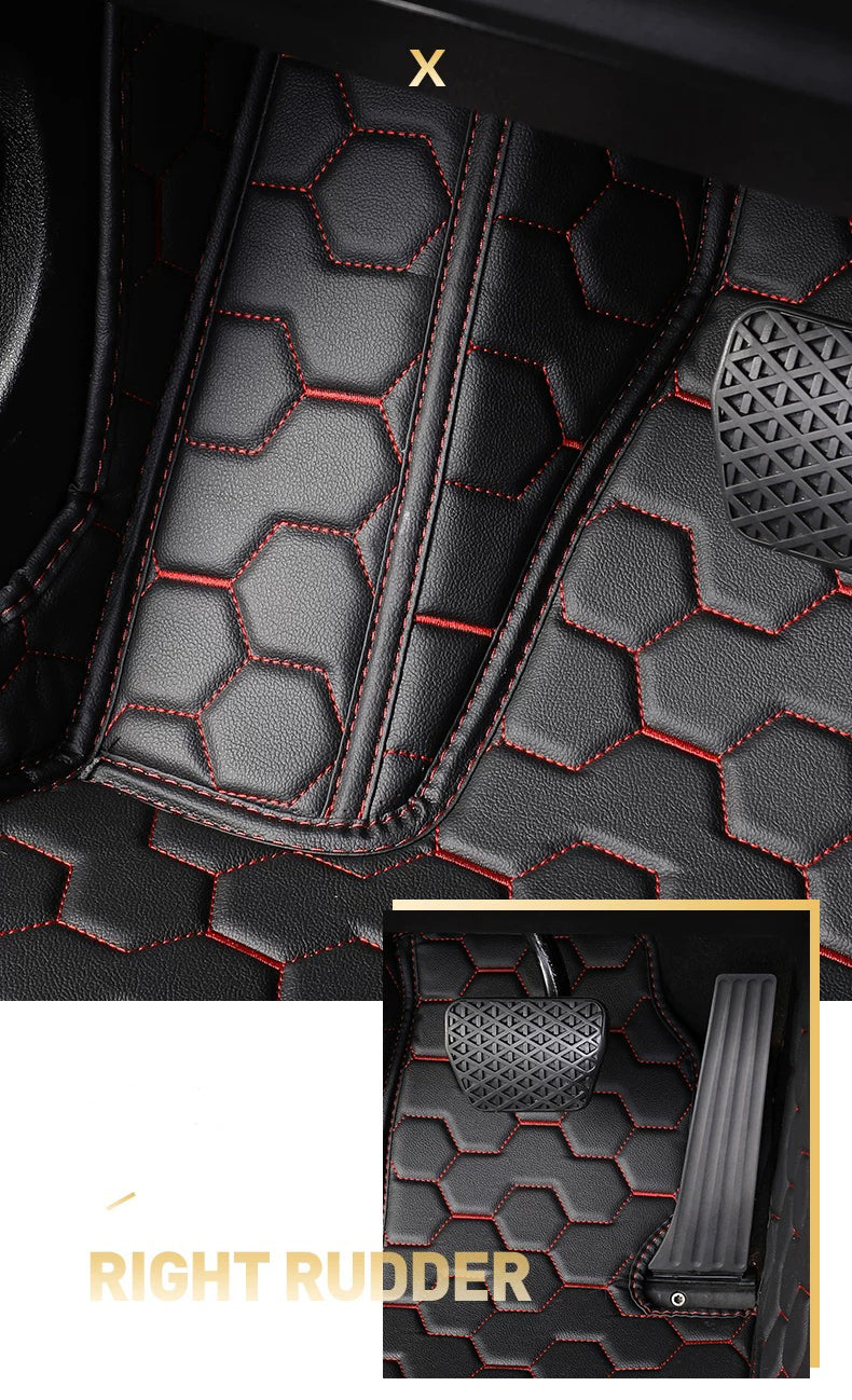 Vegan Leather Car Floor Mats Mecha style | Custom Fit, All-Weather | Topcarmats