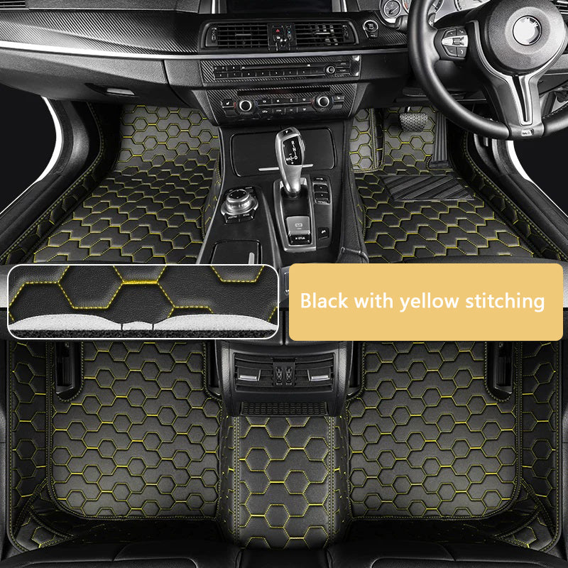 Vegan Leather Car Floor Mats Mecha style | Custom Fit, All-Weather | Topcarmats