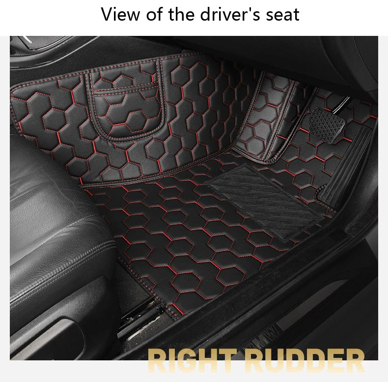Vegan Leather Car Floor Mats Mecha style | Custom Fit, All-Weather | Topcarmats