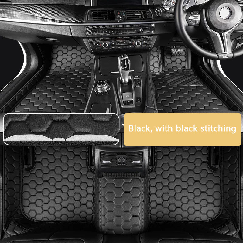 Vegan Leather Car Floor Mats Mecha style | Custom Fit, All-Weather | Topcarmats