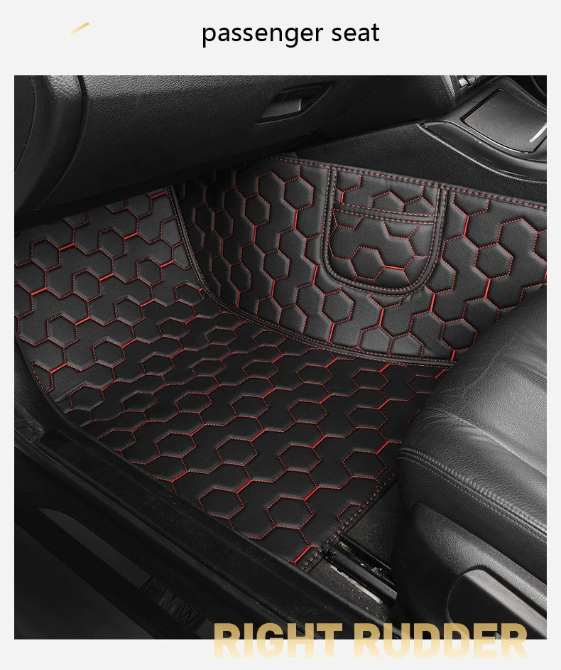 Vegan Leather Car Floor Mats Mecha style | Custom Fit, All-Weather | Topcarmats